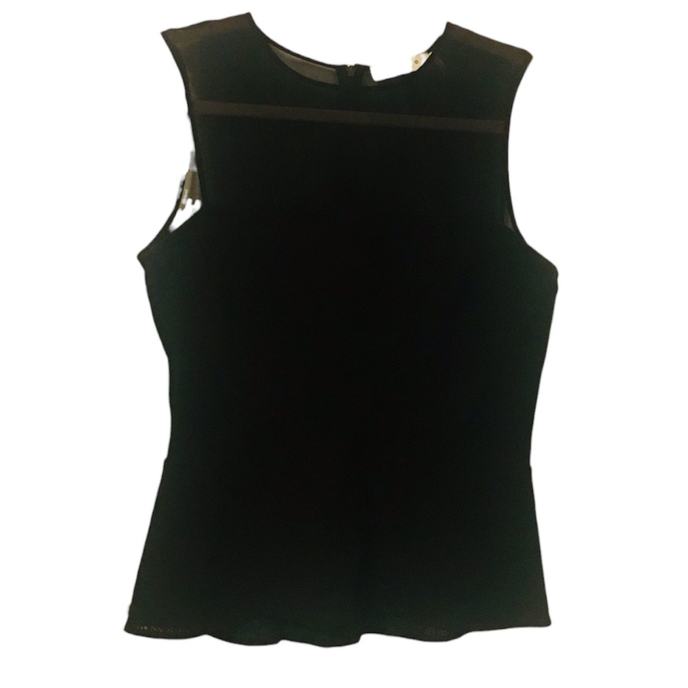 Black Sandro dressy peplum tank with sheer décolletage - Picture 10 of 10
